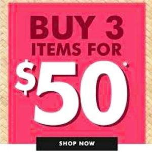 Pick 3 items for $50- sale ends tonight at midnight!